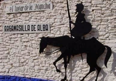 Cartel del Quijote en Argamasilla de Alba