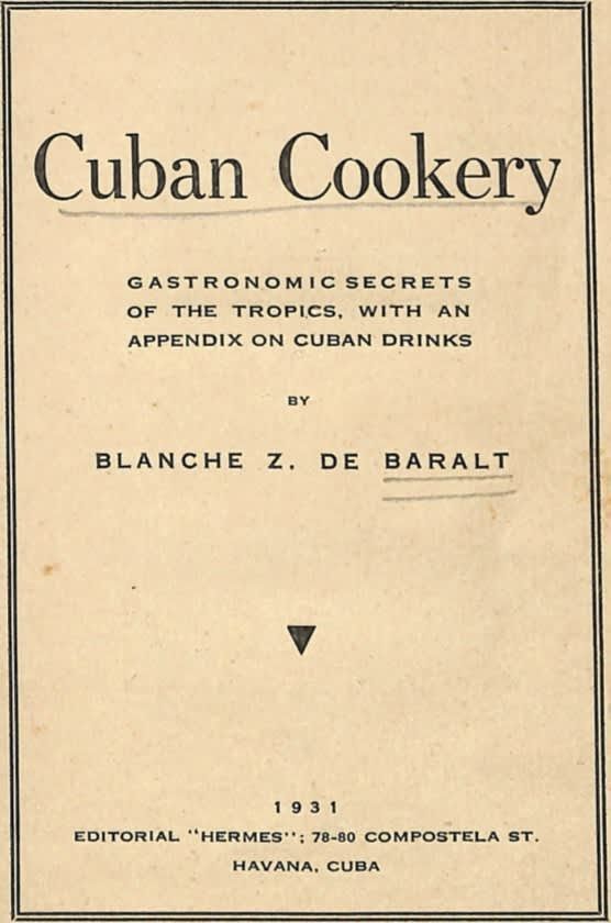 Blanche Zacharie de Baralt. Cocina cubana 1931