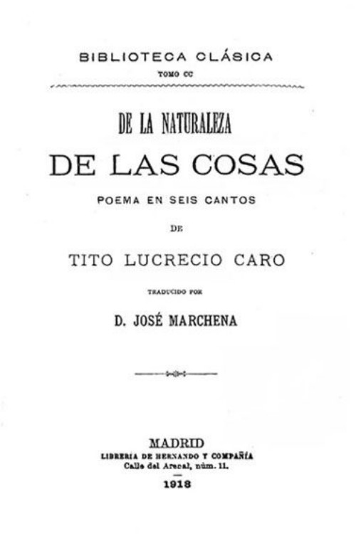 Portada del libro De la naturaleza de las cosas De rerum natura