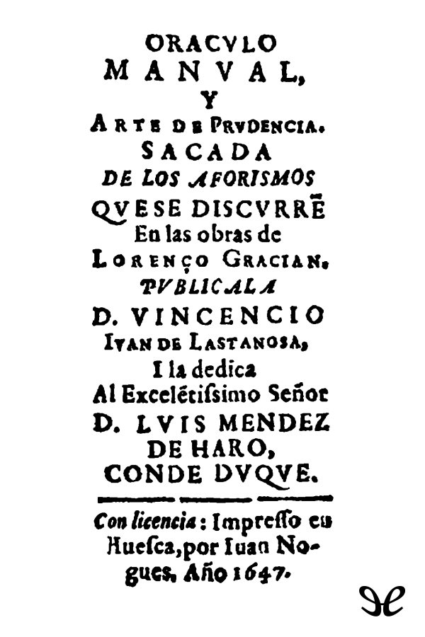 Portada del libro Oraculo manual y arte de prudencia