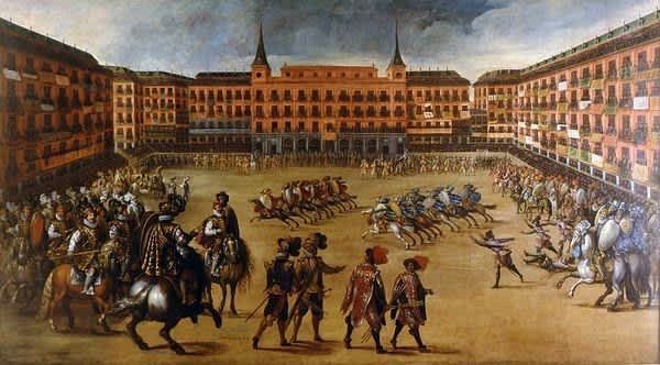 Representación de las fiestas de Madrid en los tiempos de Cervantes.