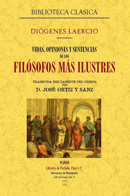 Portada del libro Vidas opiniones y sentencias de los filosofos mas ilustres